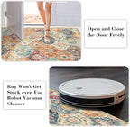 Lahome Moroccan Trellis Washable Round Rugs, Non-Slip Soft Round Rug 4ft Ultra-Thin, Small Vintage Circle Carpet for Entryway Kitchen Bedroom Nursery Bathroom, Cream/Multi