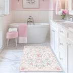 Pink Rug Bow Floral Rugs for Girls, 2x3 Washable Small Area Rug for for Entryway, Kitchen, Front Door Indoor Entrance, Non Slip Carpet for Bathroom Bedroom Living Room
