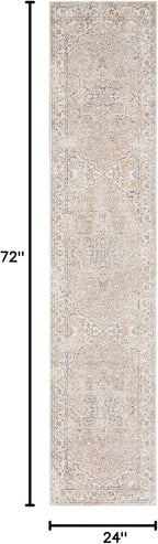 Nourison Home Astra Machine Washable Beige 2' x 6' Area Rug - Easy Clean, Non Shedding, Bed Room, Living Room, Dining Room, Kitchen (6' Runner)