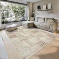 GLN Rugs Contemporary Collection - Machine Washable Area Rug, Contemporary Washable, Non Slip, Low Pile Chenille Rug, Living Room, Bedroom, Kitchen Rug (9' x 12' Abstract Tan)