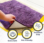 Muddy Mat® | Super Absorbent Door Mat Indoor, Microfiber Quick Dry Chenille Entryway Rug, Non-Slip Front Door Mat, Indoor Mats for Entryway, Machine Washable Pet Rug, Purple 36" x 120"