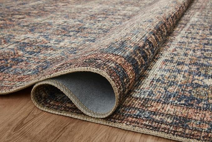 Loloi Amber Lewis Billie Collection, Ocean & Brick 2'-3" x 3'-9" Area Rug – Antique & Distressed Accent Rugs for Living Room, Bedroom, Entryway & Hallway, No Shed High Traffic Area Home Decor Rug