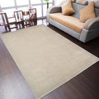 Rugsotic Carpets Hand Knotted Gabbeh Wool 6'x9' Area Rug Solid Beige L00111