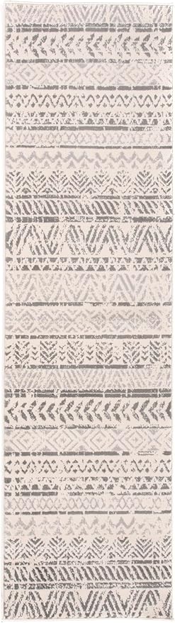 Rugshop Geometric Boho Perfect for high Traffic Areas of Your Living Room,Bedroom,Home Office,Kitchen Runner Rug 2'7" x 12' Gray
