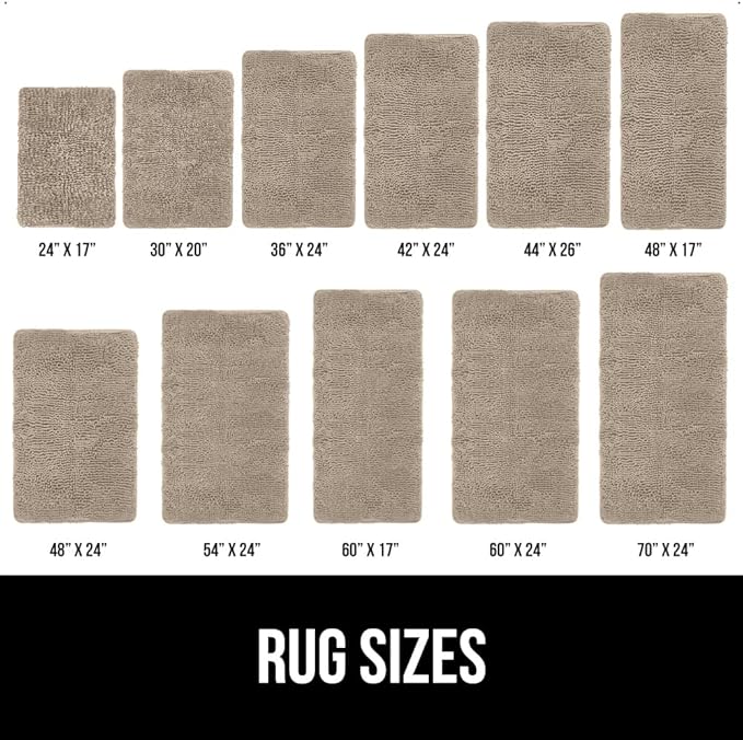 GORILLA GRIP Bath Rug Mat 36x24, Thick Absorbent Chenille, Quick Dry Microfiber Mats, Rubber Backing Washable Shower Floor Rugs, Bathmat Runner, US Designed Bathroom Home Decor Accessories Gray Beige