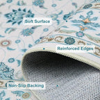 WILLSUN Washable Area Rugs, 2x3 Non-Slip Boho Small Area Rugs for Entryway, Kitchen, Bathroom, Machine Washable Vintage Rug, Indoor Floral Print Carpet for Home Decor, Kid & Pet Friendly Mat