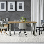 LUXE WEAVERS Geometric Swirl Cream 4x5 Area Rug High Low Modern Carpet