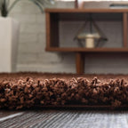 Unique Loom Solid Shag Collection Area Rug (5' 1" x 8' Oval, Chocolate Brown)
