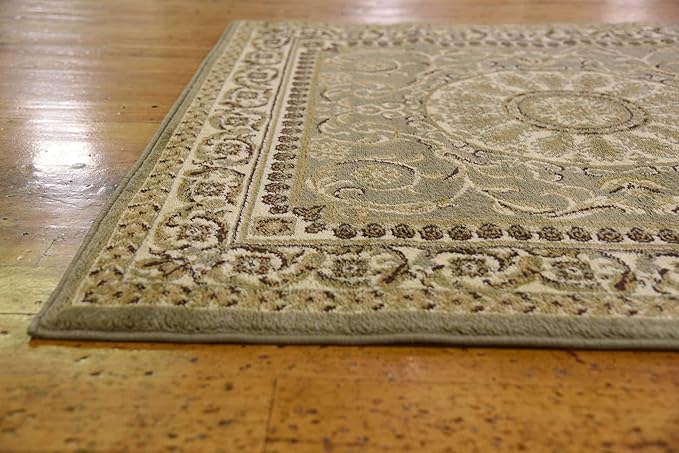 Unique Loom Versailles Collection Traditional Classic Medallion Floral Motif Area Rug (4' 0 x 4' 0 Square, Green/ Ivory)