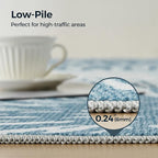 WITSHOCK 12x15 Washable Rug for Living Room,Modern Floral Distress Print Pattern Area Rugs,Stain Resistant with Non Slip Backing Carpet for Dining Room,Bedroom & Home Decor,Blue/Light Blue