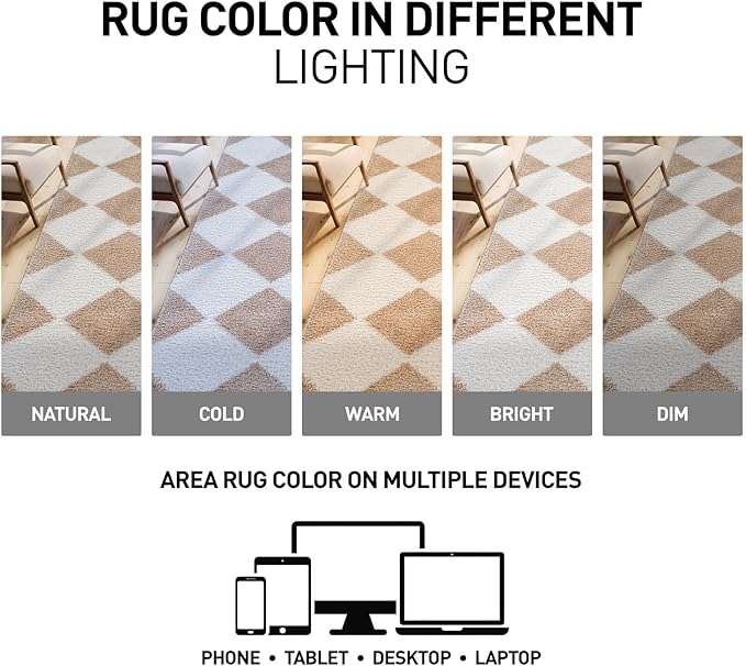Rugshop Diamond Wave Shag Runner Rug Beige 2' 3" x 8' Perfect for Hallways, Kitchens, or Behind The Sofa