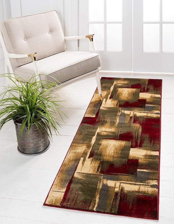 Unique Loom Barista Collection Area Rug - Timor (2' 7" x 15' 11" Runner, Multi/Red)