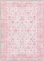 LIVEBOX Pink Area Rug 5x7, Vintage Living Room Rug Machine Washable Area Rugs, Pink Rugs for Bedroom Girls, Indoor Carpet for Dining Room Nursery Dorm Home Decor