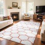 Zentavio Area Rugs for Living Room Large Rugs for Bedroom 6x9 Carpet Fluffy Fuzzy Soft Shag Aesthetic Plush High Pile Throw Rug for Nursery Kids Room Dorm Honeycomb Khaki