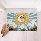 Erosebridal Sun and Moon Bathroom Mat Boho Bohemian Hippie Microfiber Bath Rug Moon Phase Print 3D Entryway Door Mat 16x24 Geometric Striped Bath Mat Sunflower Daisy Bath Rugs Retro Decor