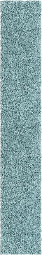 Unique Loom Davos Shag Collection Area Rug - Solid (2' 7" x 16' 5" Runner, Aqua)