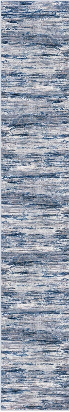 2.6x16 Modern Abstract Runner Rug for Hallways, Navy Blue Gray Neutral Multi Super Soft Hallway Decor Kitchen Rugs with Non-Slip, Non-Shedding Washable Rug for Entryway Bedroom Indoor