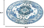 SAFAVIEH Monaco Collection 6'7" Round IvoryBlue MNC243A Boho Chic Medallion Distressed Non-Shedding Living Room Dining Bedroom Foyer Area Rug