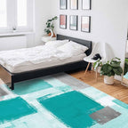 Teal Green Rectangular Area Rugs for Living Room Bedroom 5 x 8 ft Abstract Paint Texture Modern Art Non-Shedding Soft Low Pile Rug Non Slip Washable Rug for Nursery Entryway Playroom