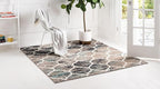 Rugs.com Lattice Frieze Collection Rug – 6' Square Blue Multi Medium Rug Perfect for Living Rooms, Kitchens, Entryways
