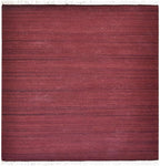 Rugsotic Carpets Hand Woven Flat Weave Kilim Wool ECO-Friendly Area Rugs - 6'x6', Square Shape, Dark Red Color, Solid Plain Design, Low Pile Handmade Area Rugs for Living Room, Bed Room (D00111)