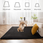 MAXYOYO Black Coral Velvet Area Rug, Thick Japanese Tatami Mat Living Room Carpet with Non-Slip Backing, Large Solid Color Mat for Bedroom Dormitory Yoga, 49 by 49 inch