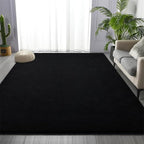Large Area Rugs for Living Room Bedroom, 7 x 10 Ft Non-Slip Modern Area Rug, Soft Thickened Memory Foam Rug, Comfy Minimalist Indoor Carpet for Boys Girls Room Nursery Dorm Home Decor, Black