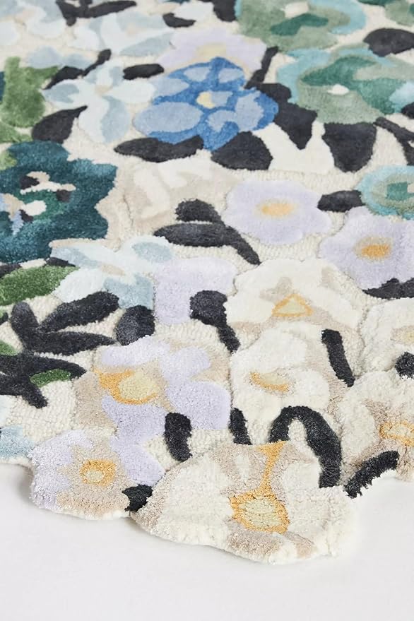Cassia Wool Viscose Area Rug – 4’ x 6' – Handmade Wool Area Rugs –Blue – Rugs for Living Room, Bedroom – Anti-Skid – Carpets with Non-Slip Natural Backing with 100% Cotton