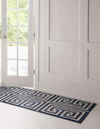 Unique Loom Athens Collection Classic Geometric Modern Border Design Area Rug (2' 7 x 10' 0 Runner, Navy Blue/ Beige)