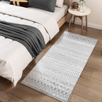 Moroccan Washable Area Rug, 2x4 Non-Slip Front Door Mat Indoor Entrance, Low-Pile Distressed Grey Rug Throw Rugs for Bedroom Kitchen Bathroom Laundry Room