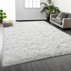 Large Shag Area Rugs 8 x 10, Plush Fuzzy Rugs for Living Room, Ultra Soft Fluffy Furry Rug for Bedroom, Indoor Carpet Nursery Rugs for Kids Room Home Decor, White