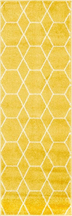 Unique Loom Trellis Frieze Collection Area Rug - Geometric, 2' x 6' Runner, Yellow/Ivory