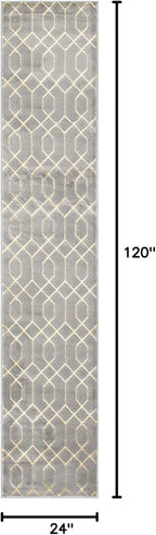 Unique Loom Marilyn Monroe Glam Collection Area Rug - Trellis (2' x 10' Runner, Gray Gold/ Gold)