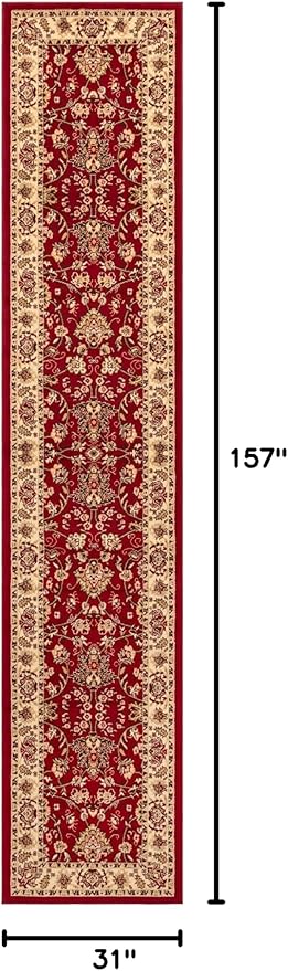 Unique Loom Sialk Hill Collection Area Rug - Washington (2' 7" x 13' 1" Runner Burgundy/Cream)