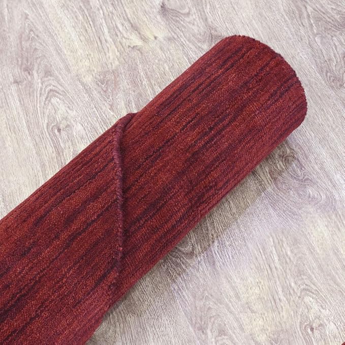 Hand Knotted Loom Wool ECO-Friendly Area Rugs - 10'x10', Octagon, Dark Red Color, Solid Plain Design, High Pile Handmade Anti Skid Area Rugs for Living Room, Bed Room (L00111)