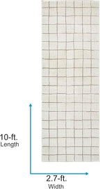 Livabliss x Our PNW Home Cascade Minimalist Grid Area Rug, 2'7" x 10', Grid Ivory/Taupe