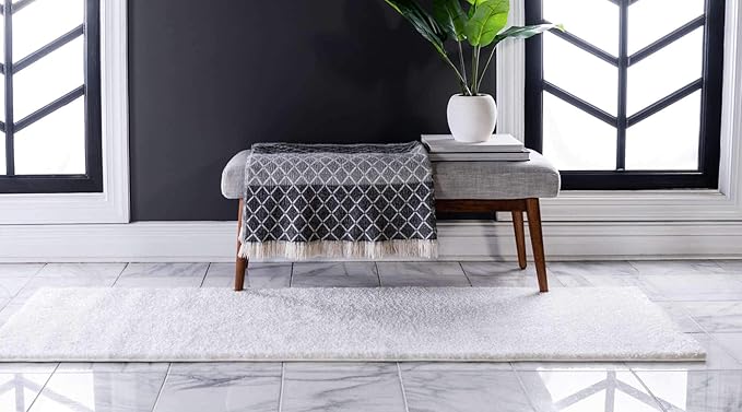 Unique Loom Solo Collection Area Rug - Calabasas (2' 2" x 13' Runner, Snow White)