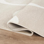 Abani Deco Collection Area Rug - Beige Modern Abstract Ribbon Design - 8' x 10' - for Living Room, Bedroom & Office
