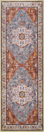 Runner Rug 2×6, Machine Washable Non-Slip Vintage Area Rug, Low Pile, Indoor Carpet Printed Floral Rugs for Living Room, Entryway, Kitchen, Bedroom, Rust Brown