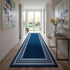 Beverly Rug Non Slip Area Rugs 2x5 Modern Bordered Non Skid Rubber Backing Soft Runner Rug for Living Dining Room Easy to Clean Non Shedding Kitchen Bedroom Indoor Carpet 2 x 5 Navy