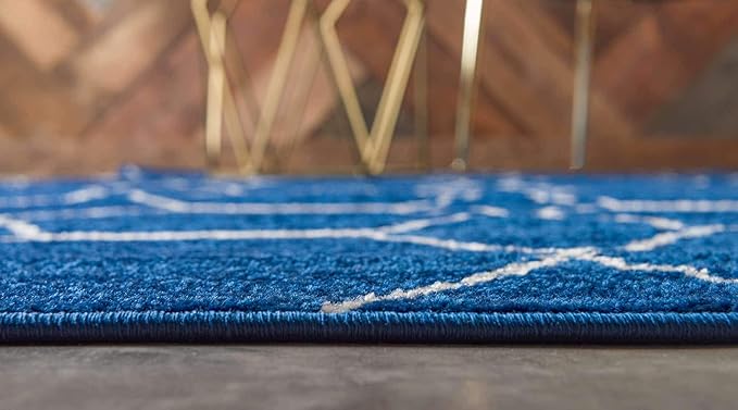 Unique Loom Trellis Frieze Collection Area Rug - Geometric (3' 3" x 5' 3", Navy Blue/ Ivory)