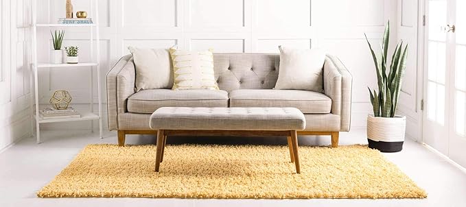 Unique Loom Davos Shag Collection Area Rug - Solid (10' x 13' 1" Rectangle, Sun Yellow)