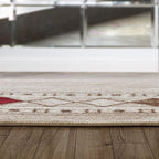 Antep Rugs Alfombras Modern Bordered 4x6 Non-Skid (Non-Slip) Low Profile Pile Rubber Backing Indoor Area Rugs (Beige, 4' x 5'8")