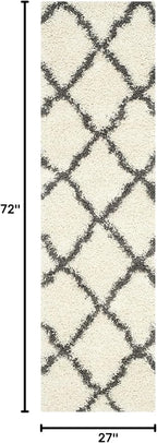 SAFAVIEH Dallas Shag Collection Runner Rug - 2'3" x 6', Ivory & Dark Grey, Trellis Design, Non-Shedding & Easy Care, 1.5-inch Thick Ideal for High Traffic Areas in Living Room, Bedroom (SGD257H)
