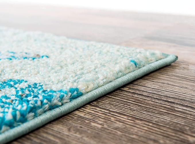 Unique Loom Positano Collection Coastal Modern Fish Light Blue Area Rug (9' x 12')