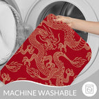 Dragon Bath Mat for Bathroom Traditional Flying Mascot Animal Chinese Dragons Red Bath Rugs Door Mat Non Slip Rubber Backed Bathroom Floor Mat for Bathtub Sink Shower 16"X24"
