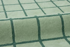 Mint Green Scalloped Edge Wool Area Rug with Checker Grid Design, Hand-Tufted Soft Carpet for Living Room, Bedroom, Nursery, Kids & Playroom Décor - 7x7 Ft (Round)