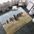 Horses Gallop Across The Grassland Area Rug Washable Outdoor Rugs Anti-Slip Soft Carpet Entryway Indoor Door Mat for Bedroom,Living Room,Porch,Terrace and Entrance Decor 8'x 5'