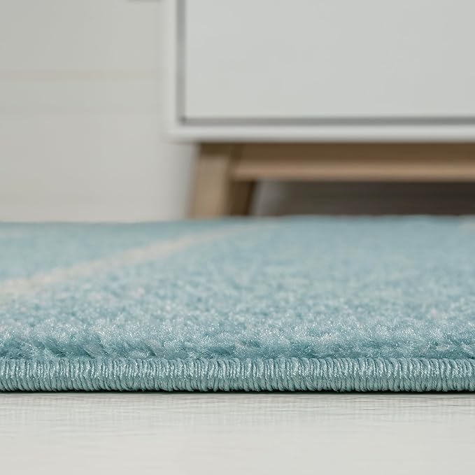 JONATHAN Y Williamsburg Minimalist Stripe Turquoise/Cream Indoor Area Rug, 8x10, Contemporary, Modern, Easy-Cleaning for Living Room, Bedroom, Kitchen, Pet Friendly, Non-Shedding (MOH201B-8)