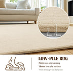 Shilucheng Wool Rug 8x10 Non-Slip, Blend 80% Wool and 20% Cotton Rugs for Living Room, Bedroom, Dinning Room, Soft Durable Cotton Backing Modern Area Rug (Beige/White)